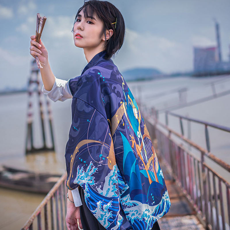 Cardigan ample imprimé anime marin kimono vêtements d'extérieur