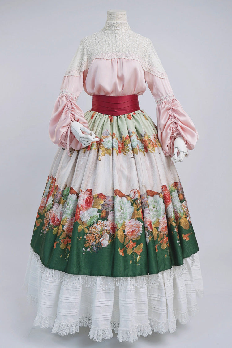 Emerald Rainy Season Garden Ruffle Sweet Lolita Skirt