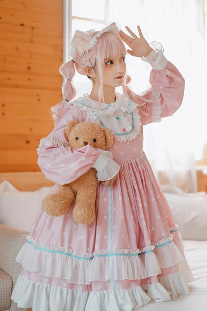 Toffee Bobo Long Sleeve Print Ruffle Dress - Sweet Lolita