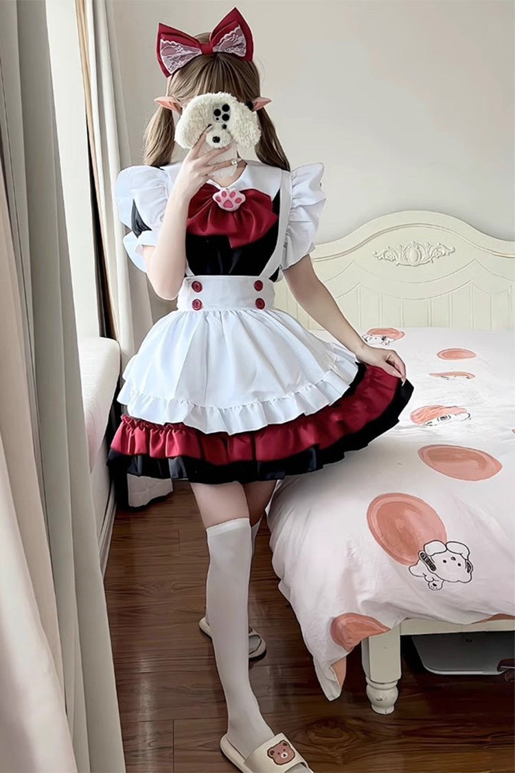 Vampire Bowknot Gothic Lolita Dress with Ruffled Sleeves - Noir