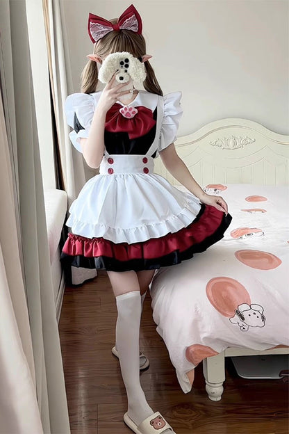 Vampire Bowknot Gothic Lolita Dress with Ruffled Sleeves - Noir