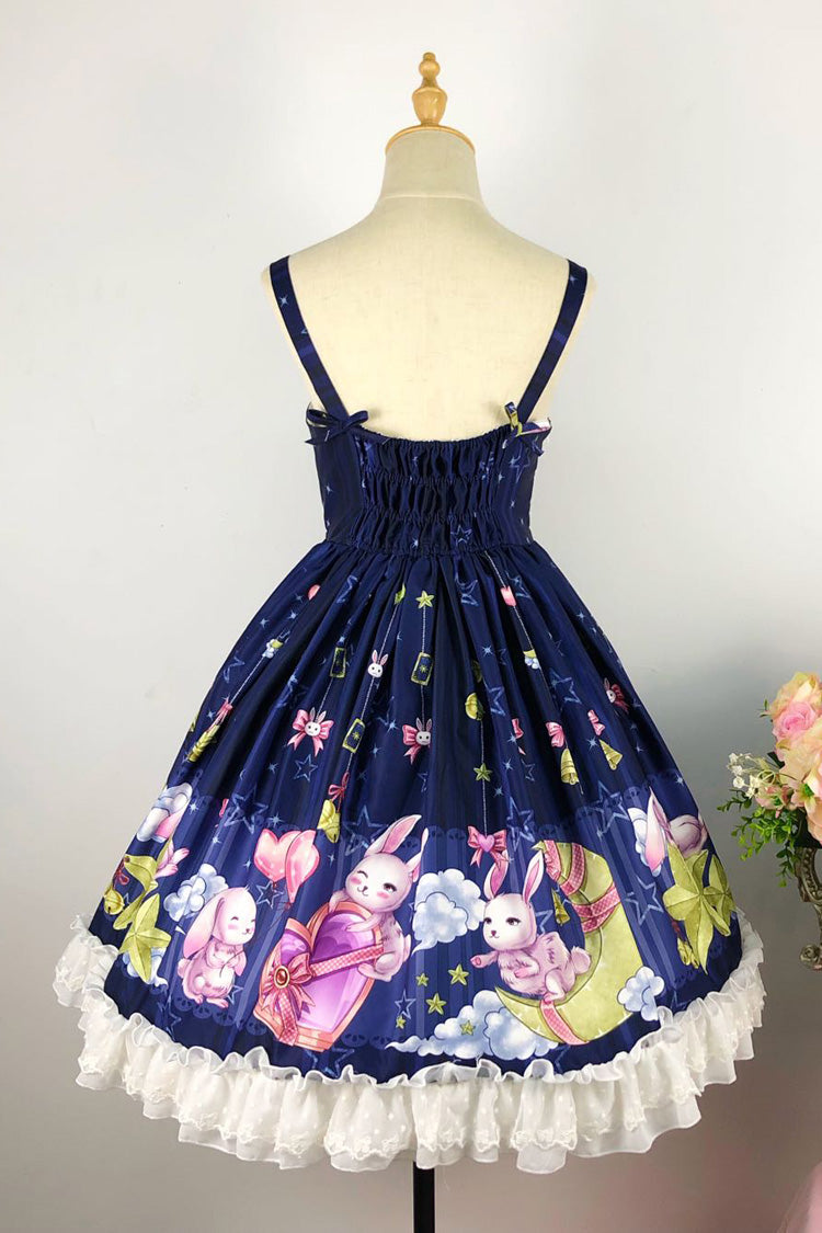Bunny Star Paradise Sleeveless Print Ruffle Bowknot Lace Sweet Lolita Jsk Dress