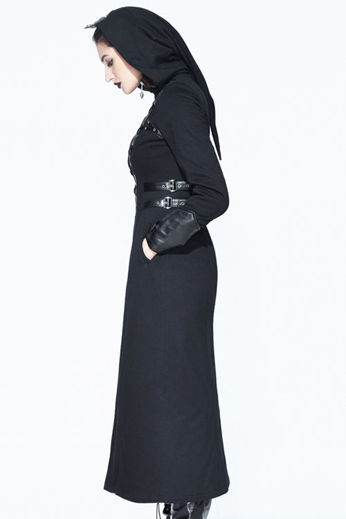 Inverted Pentagram Print Longline Gothic Overcoat