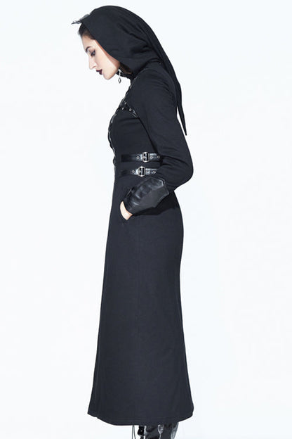 Inverted Pentagram Print Longline Gothic Overcoat