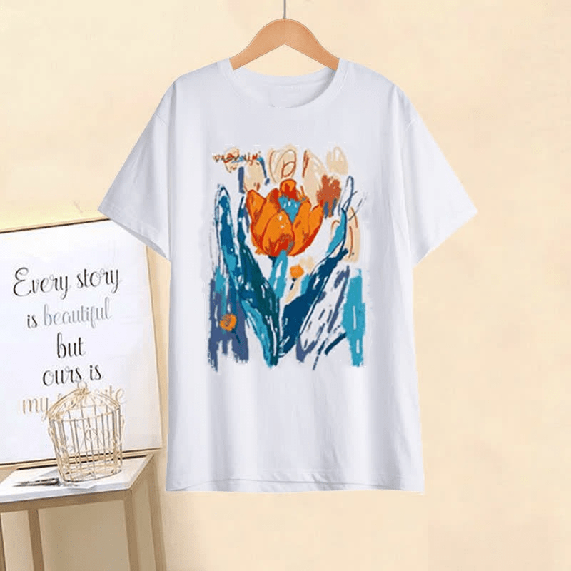 Blossom Skirt T-Shirt Print Split Polo Set