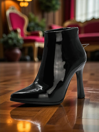 Lining Faux Stiletto Gold Heel Fur Boots Ankle Women's with