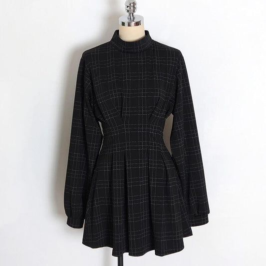 SpreePicky Black Plaid Punk Gothic Dress SP14531