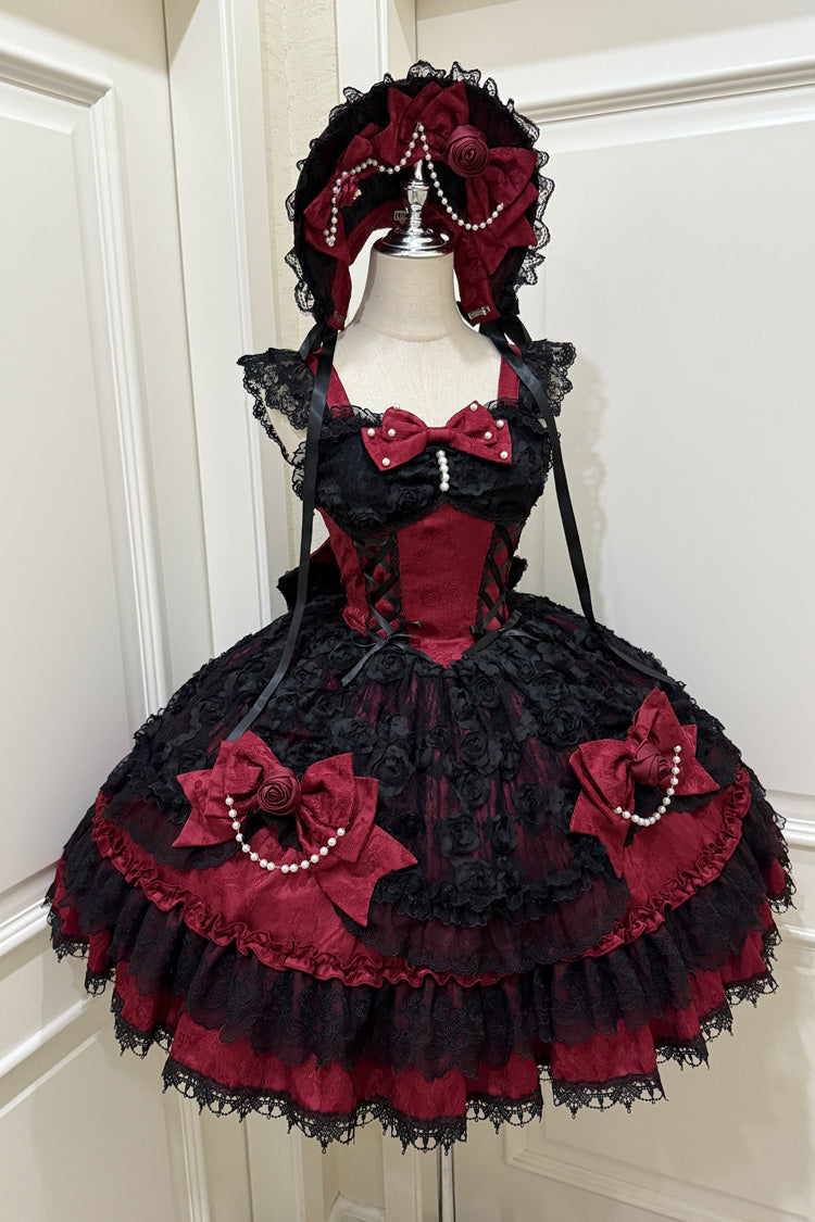 Rose Princess Ballet Lolita JSK with Bow and Lace - Noir