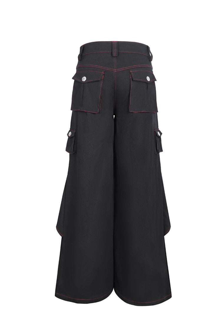 Gothic Trumpet Pants with Contrast Stitching