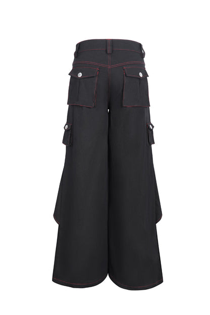 Gothic Trumpet Pants with Contrast Stitching