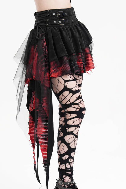 Irregular Mesh Gothic Skirt with Stitching