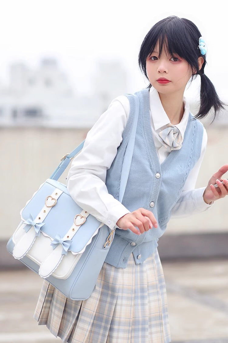 Sac à dos avec nœud papillon et motif lapin bleu