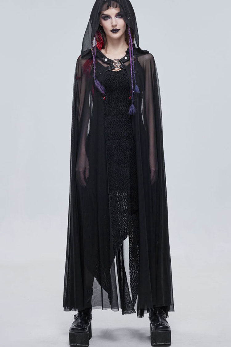 Womens Hooded Cape with Chest Straps and Star Details