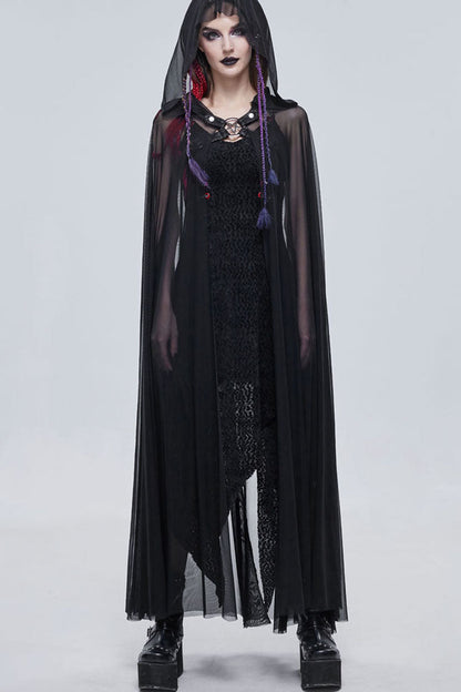 Womens Hooded Cape with Chest Straps and Star Details