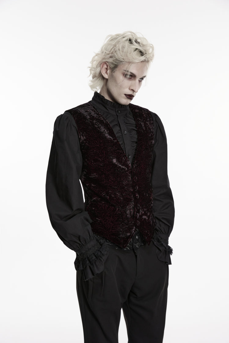 V Collar Velvet Retro Vest with Buckle