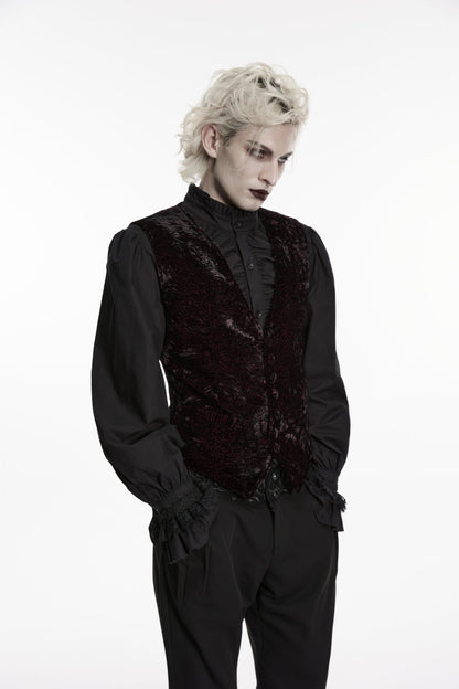 V Collar Velvet Retro Vest with Buckle
