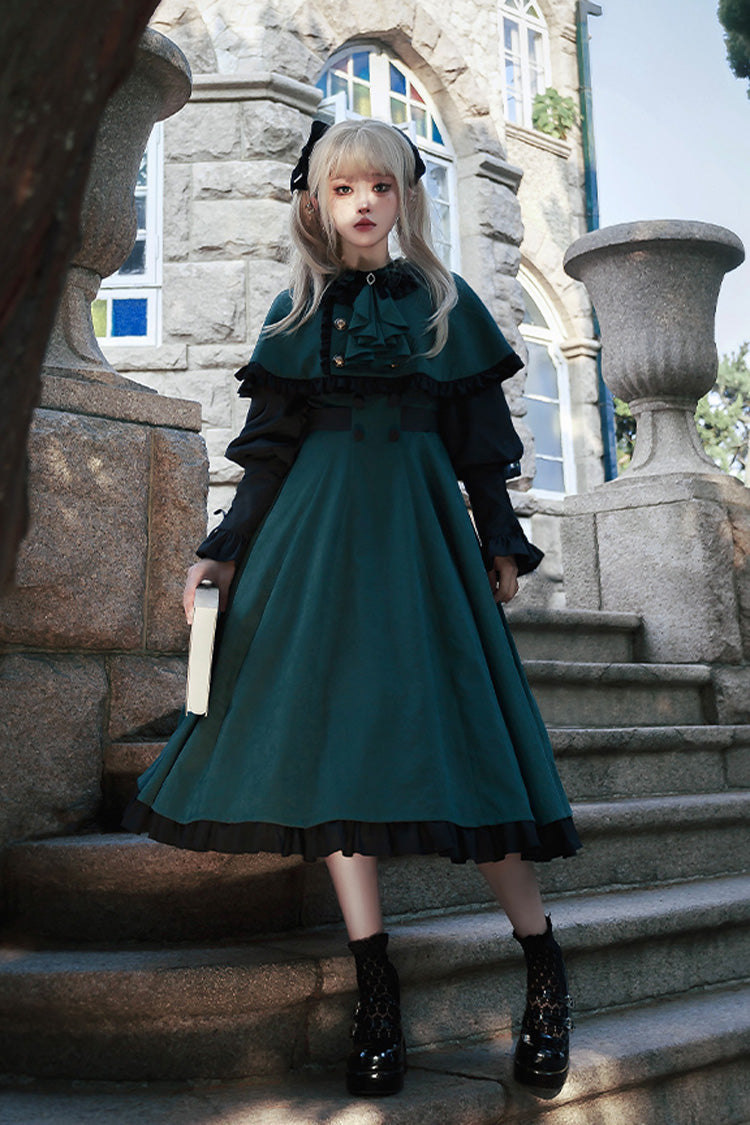 Emerald Potions School Long Sleeves Ruffle Bowknot Sweet Elegant Lolita Two-Piece
