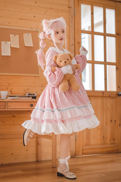 Toffee Bobo Long Sleeve Print Ruffle Dress - Sweet Lolita