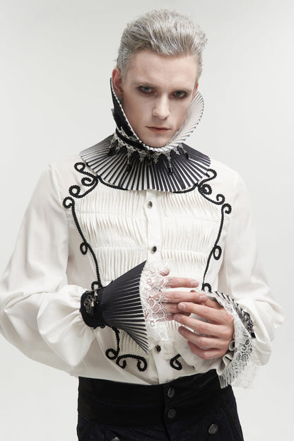 Gothic Gloves for Men with Luxurious Royal Beaded Lace and Double Color