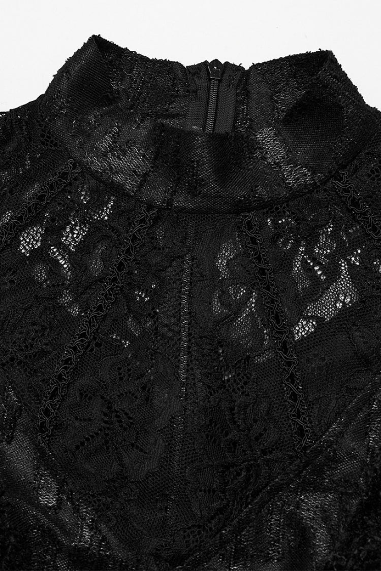 Gothic Dress with Cutout Lace and Mesh Panels
