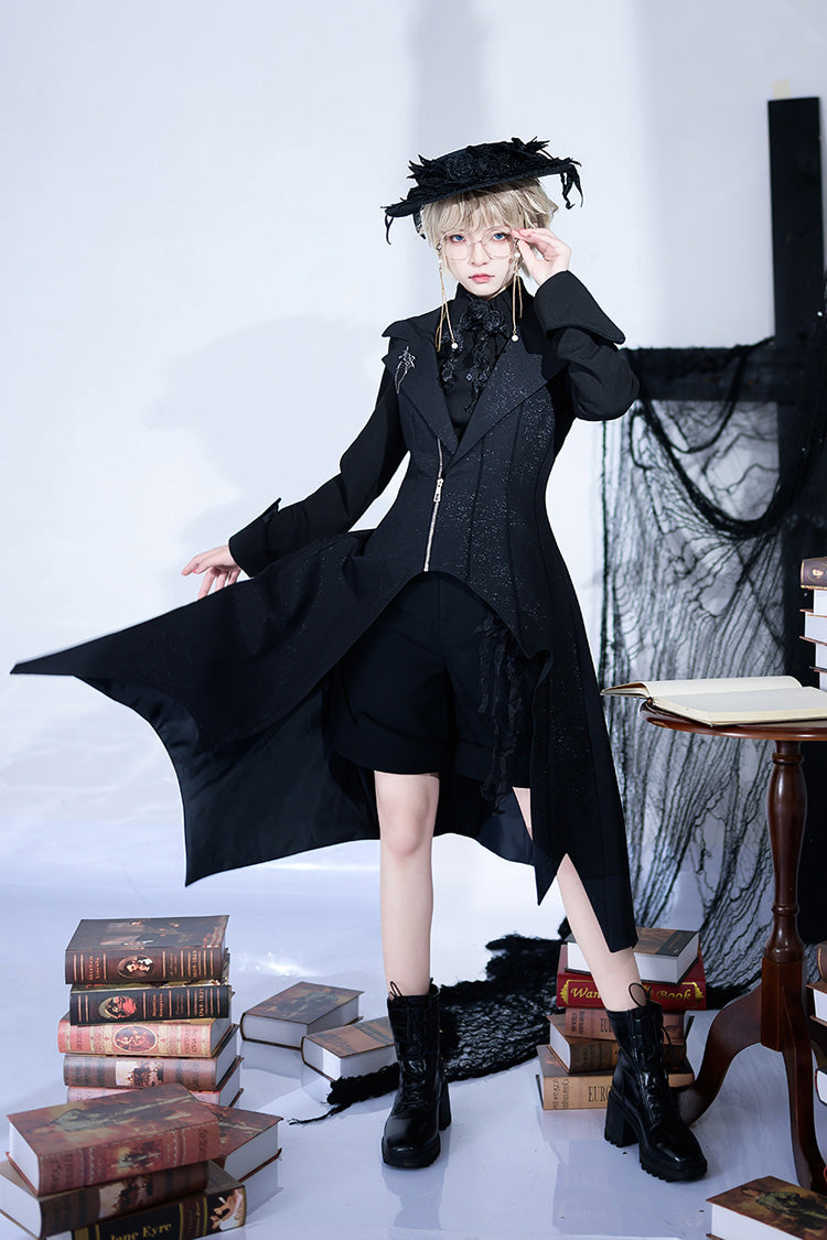 Ouji Gothic Vintage Handsome Cool Lolita Vest Black Asymmetric