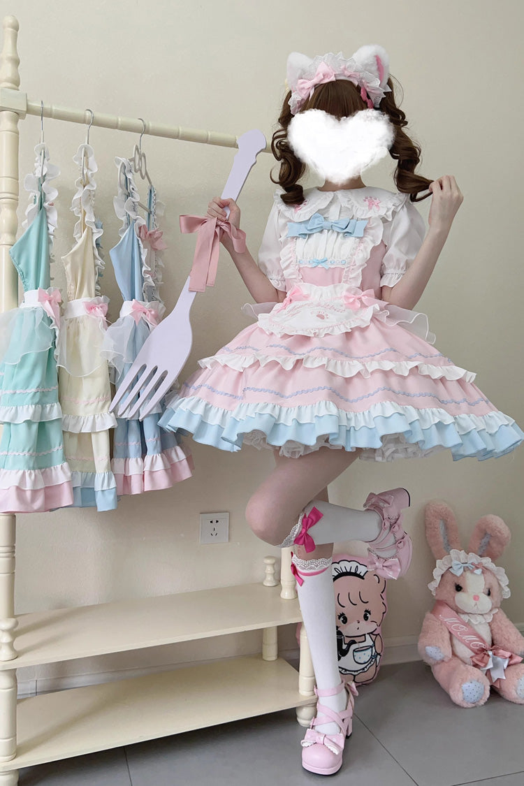 Cat-Ear Story Layered Ruffled Bowknot JSK Lolita Dress in Four Colors