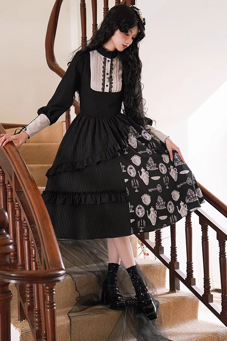 Autumn Winter Gothic JSK Dress with Lunar Eclipse Print