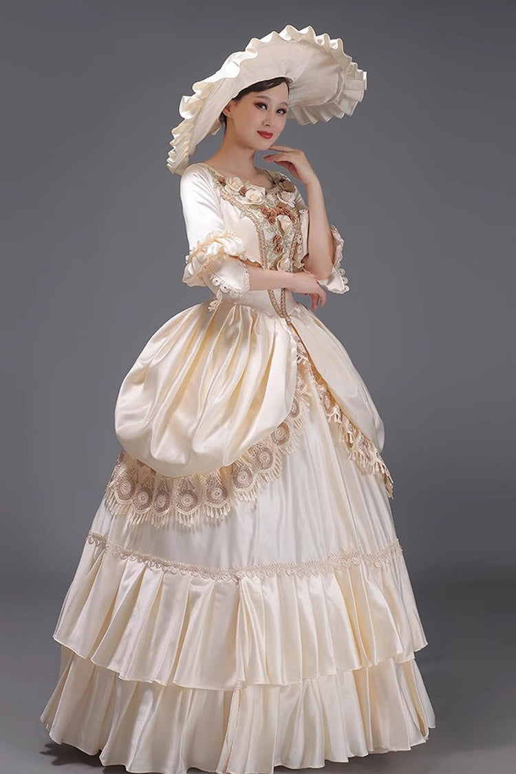 3D Flower Embroidered Cardigan Dress in Champagne