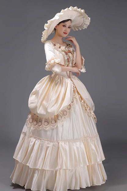 3D Flower Embroidered Cardigan Dress in Champagne