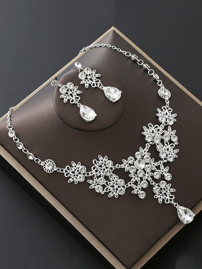 Elegant – Tiara Jewelry and Silver Rhinestone Set Women's