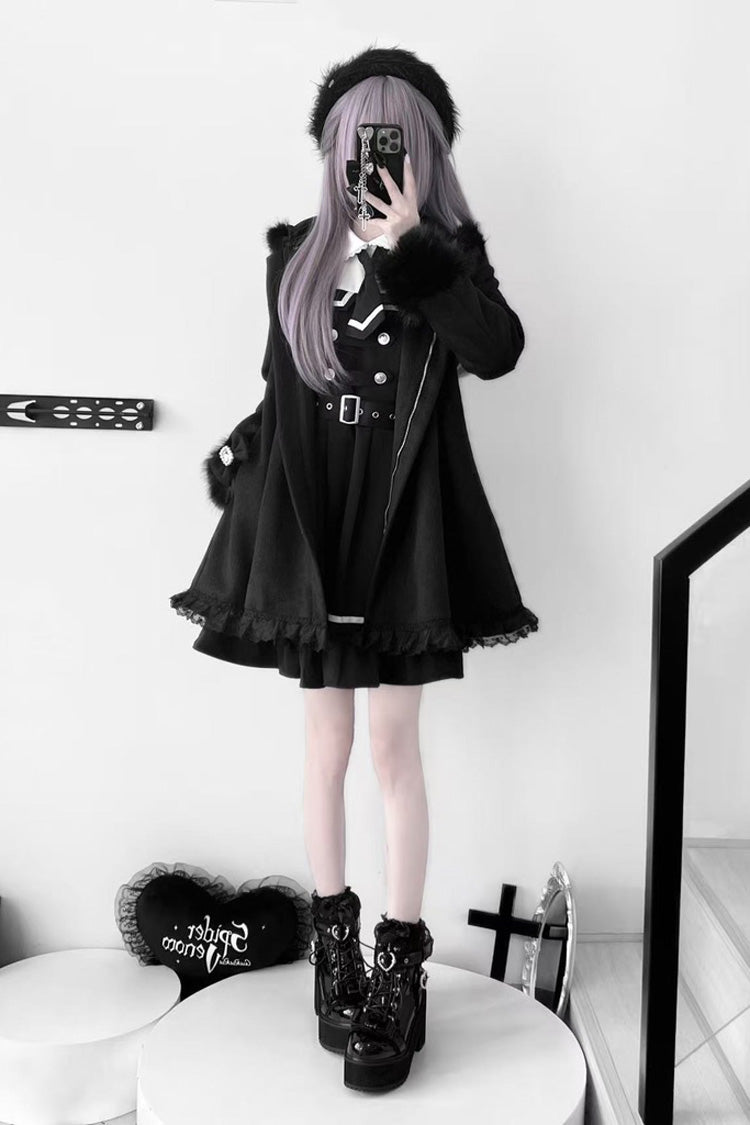 Bowknot Rabbit Ears Detachable Hooded Jirai Kei Coat