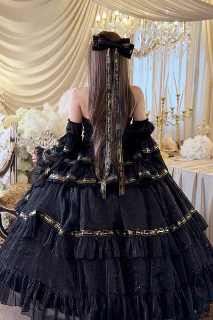Double-Layered Ruffled Princess JSK with Bow Accents
