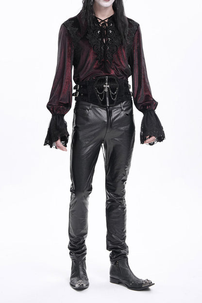 Gothic Men's Trousers with Faux Leather Button Detail