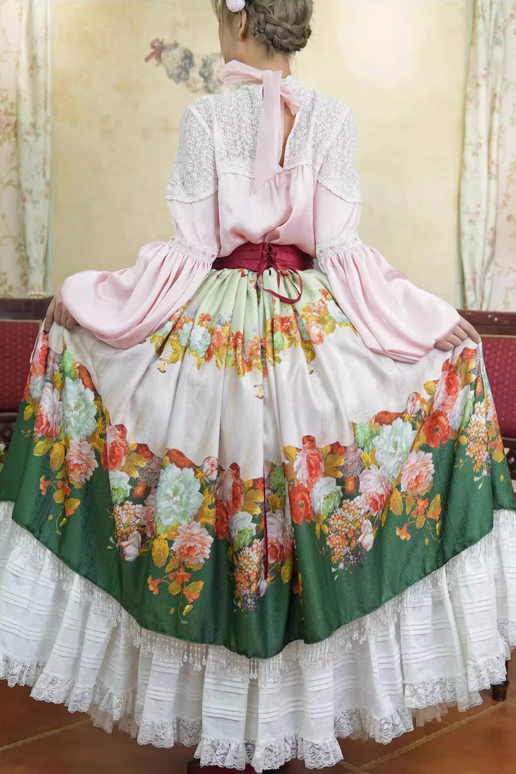 Emerald Rainy Season Garden Ruffle Sweet Lolita Skirt