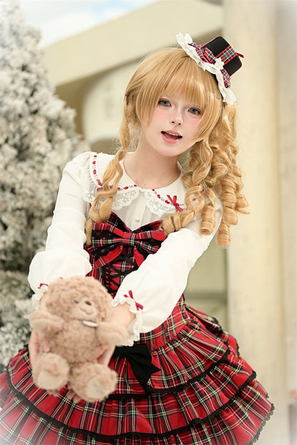 Velvet Cake Printed Ruffled Bow Lace-Up Gothic Elegant Lolita JSK