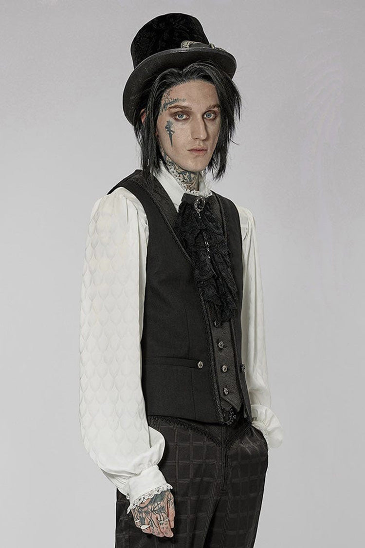Gothic Jacquard V-Neck Embroidered Lace Short Waistcoat