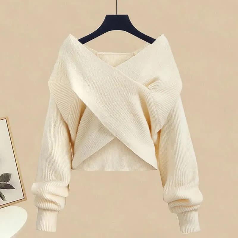 Dress Knit Shirt Cross Sweater Slip Turtleneck A-line