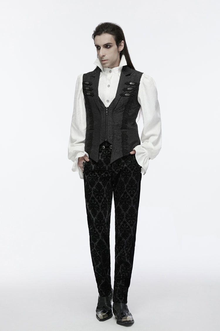 Zippered Jacquard Waistcoat with Buckle for Men - NoirEdge