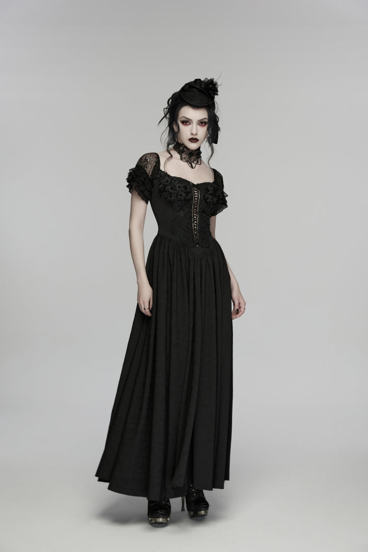 Off Shoulder Short Puff Sleeve Ruffled Hanayome Lace Gothic Elegant Dress