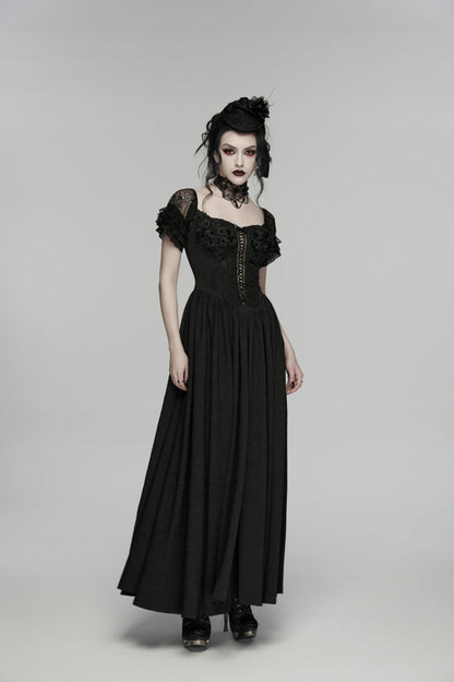 Off Shoulder Short Puff Sleeve Ruffled Hanayome Lace Gothic Elegant Dress