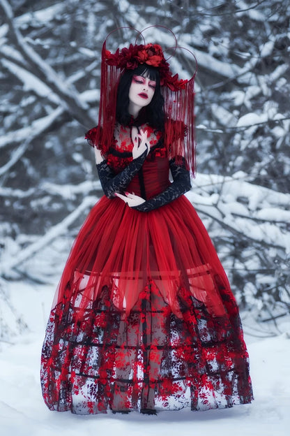 Hanayome Lace Lace-Up Gothic Elegant Wedding Dress