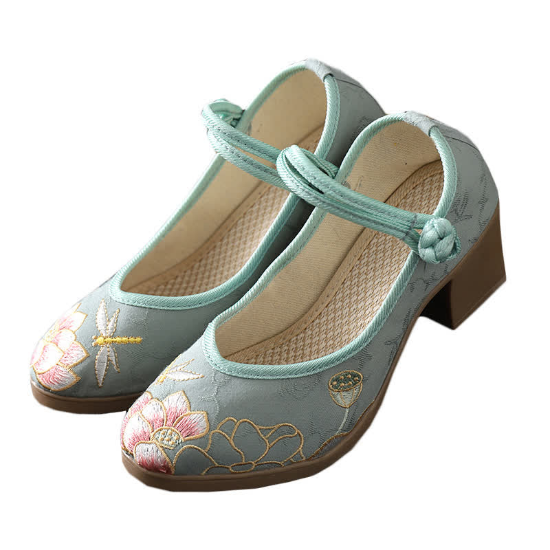 Vintage Lotus Canvas High Heel Schuhe