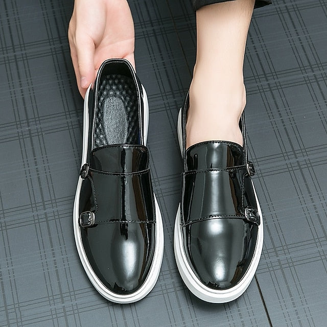 Men's White Monk Strap Slip-On Loafers – Elegant Casual