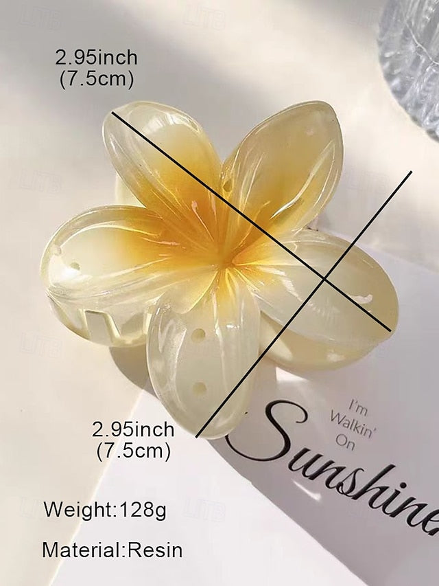 Tropical 6PCS Plumeria Resin Hawaiian Hair – Flower Clips