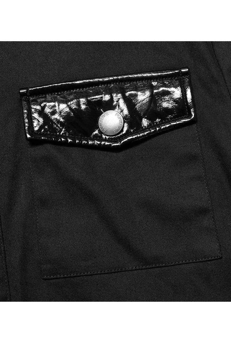 Mens Cotton Shirt with Mesh Panels and Asymmetric Cut