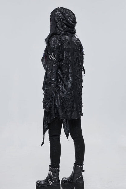 Womens Knit Jacket with Mesh Inserts and Metal Decor