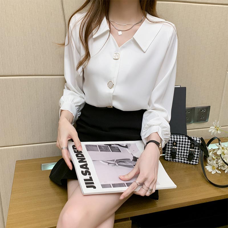 Elegant V-Neck Buckle Loose Shirt