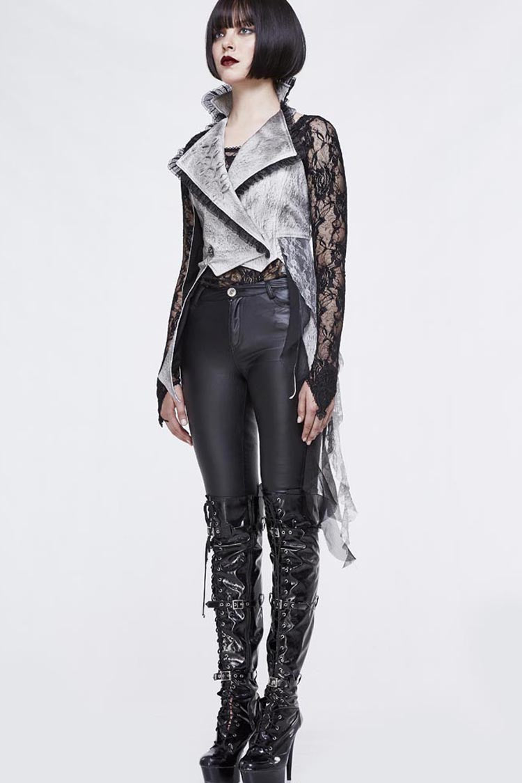 Ivory Laced Up Asymmetrical Hem Gothic Corset Waistcoat