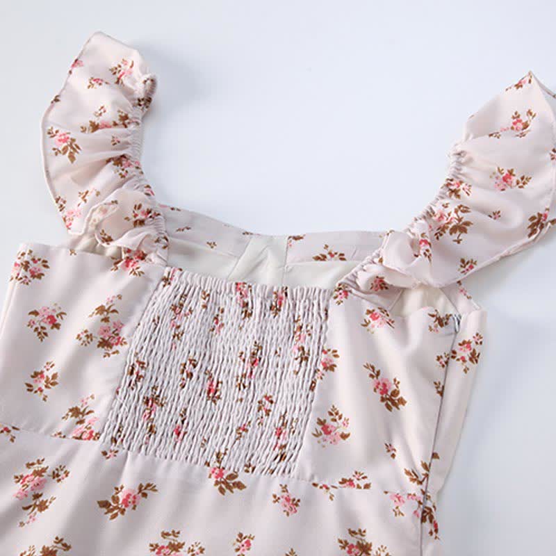 Ensemble robe nuisette fendue à imprimé floral et cardigan blanc