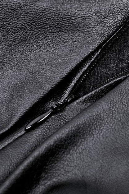 Ebony Buckled PU Mini Skirt with Faux Leather and Pleats - Femme